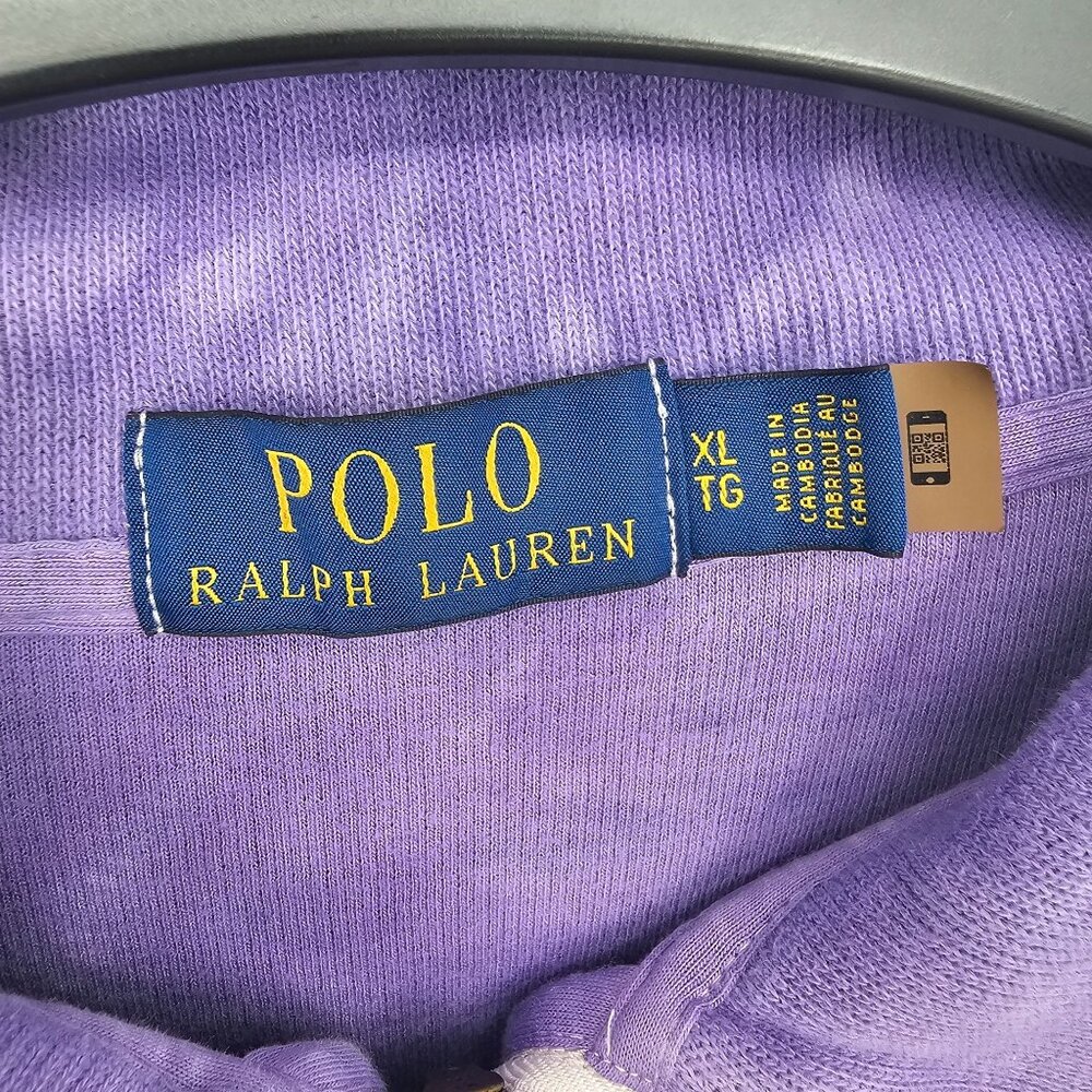 Polo Ralph Lauren Quarter Zip Pullover XL Purple Garment Wash Pony‎ Mock Neck - Picture 4 of 11